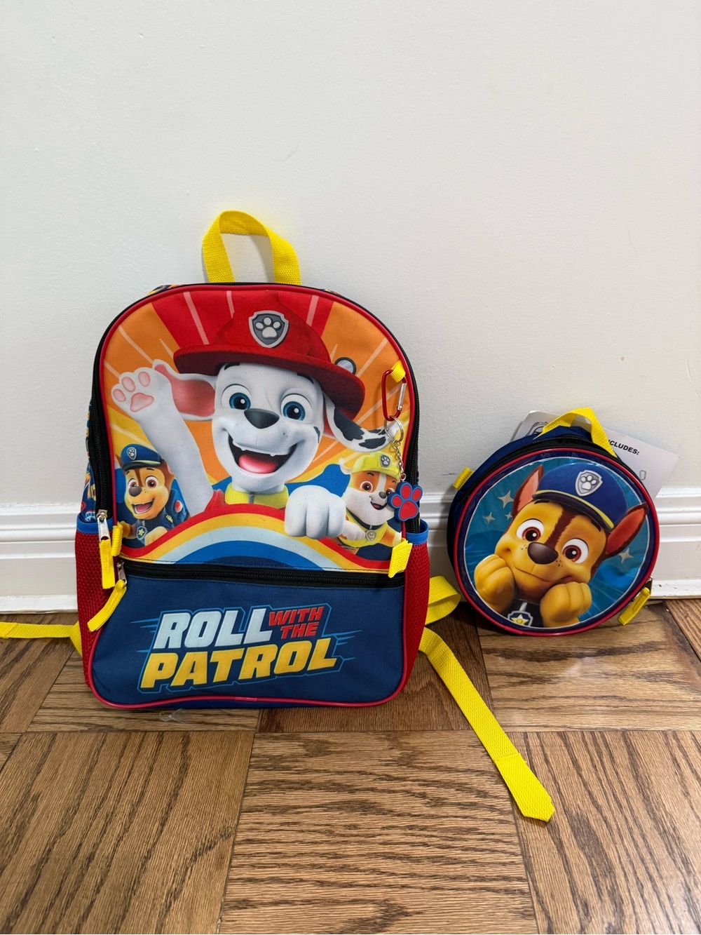 Paw Patrol Backpack and Round Lunch Bag - Blue, Red, Yellow